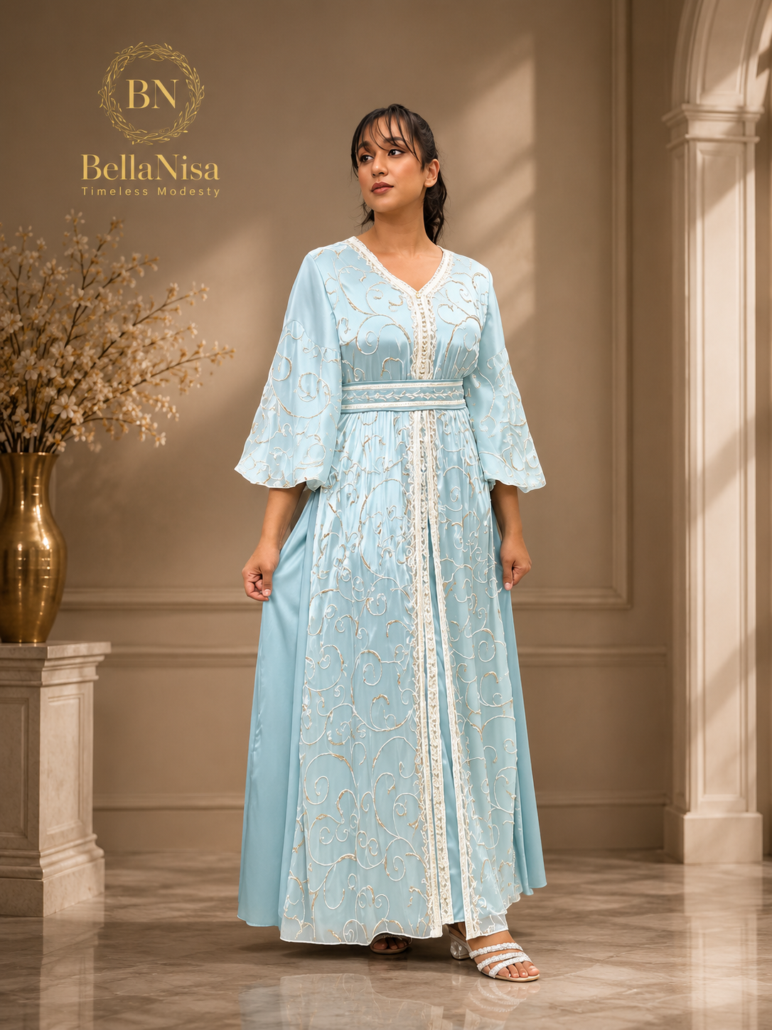 Taha Kaftan Baby Blue