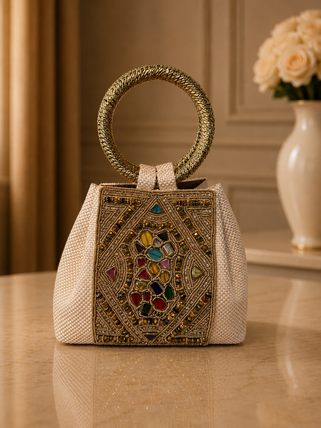 Luxury HandMade Clutch Bag Cream