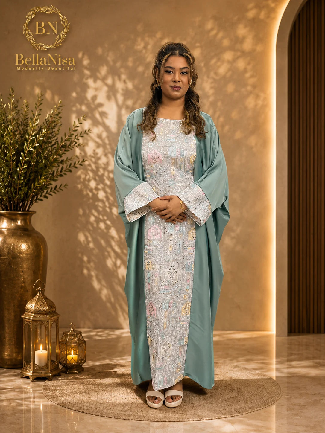 Abaya Pashmin Turquoise
