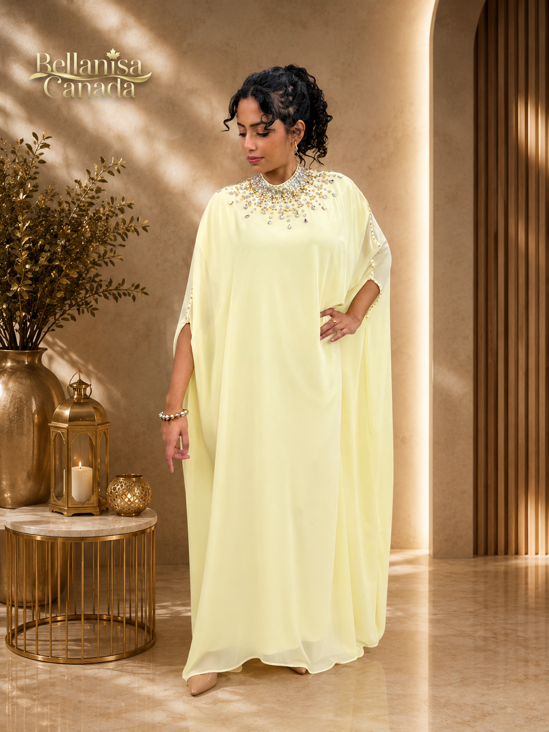 Kaftan Abaya Baby Yellow