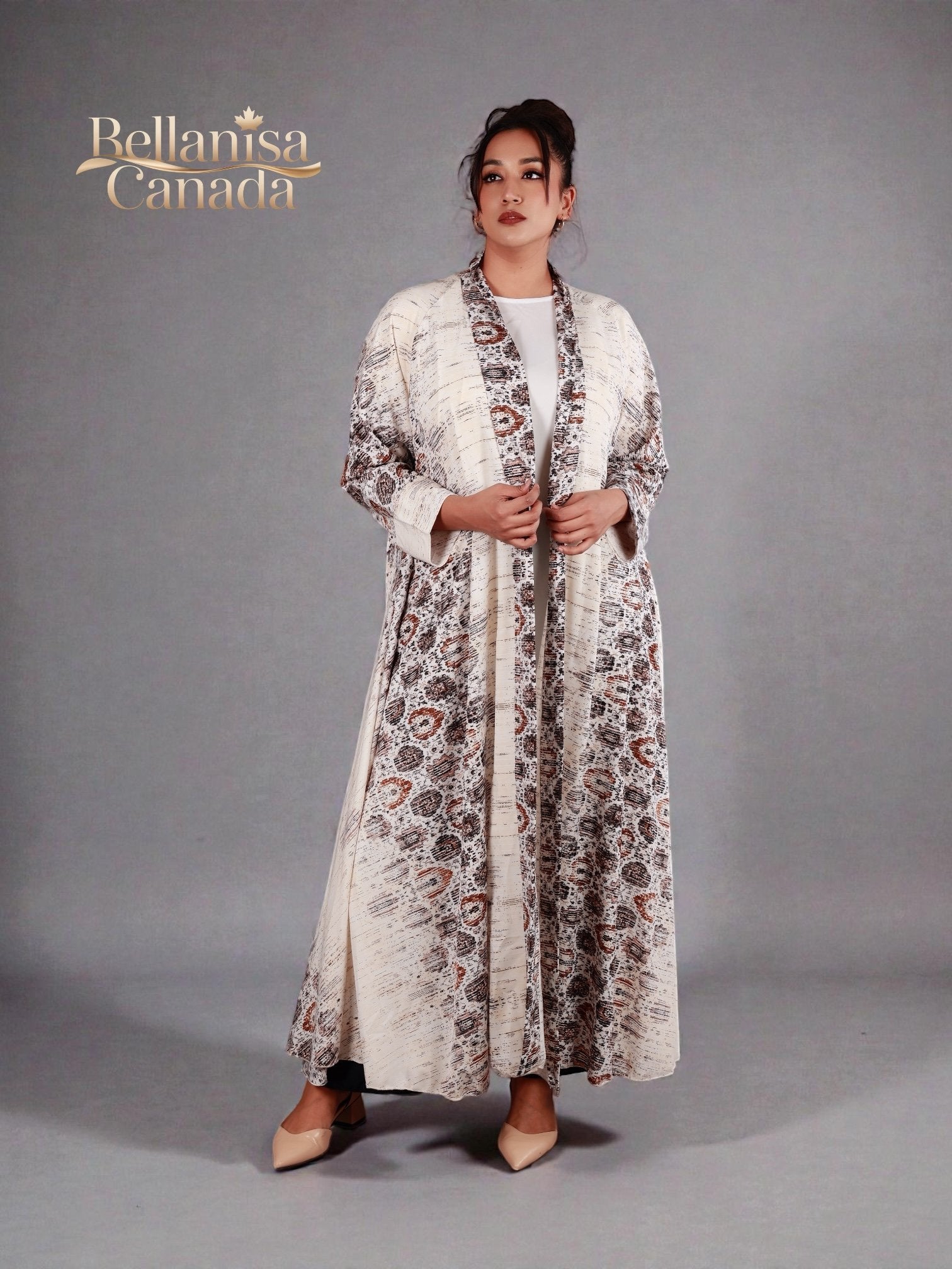 Printed Abaya Cream