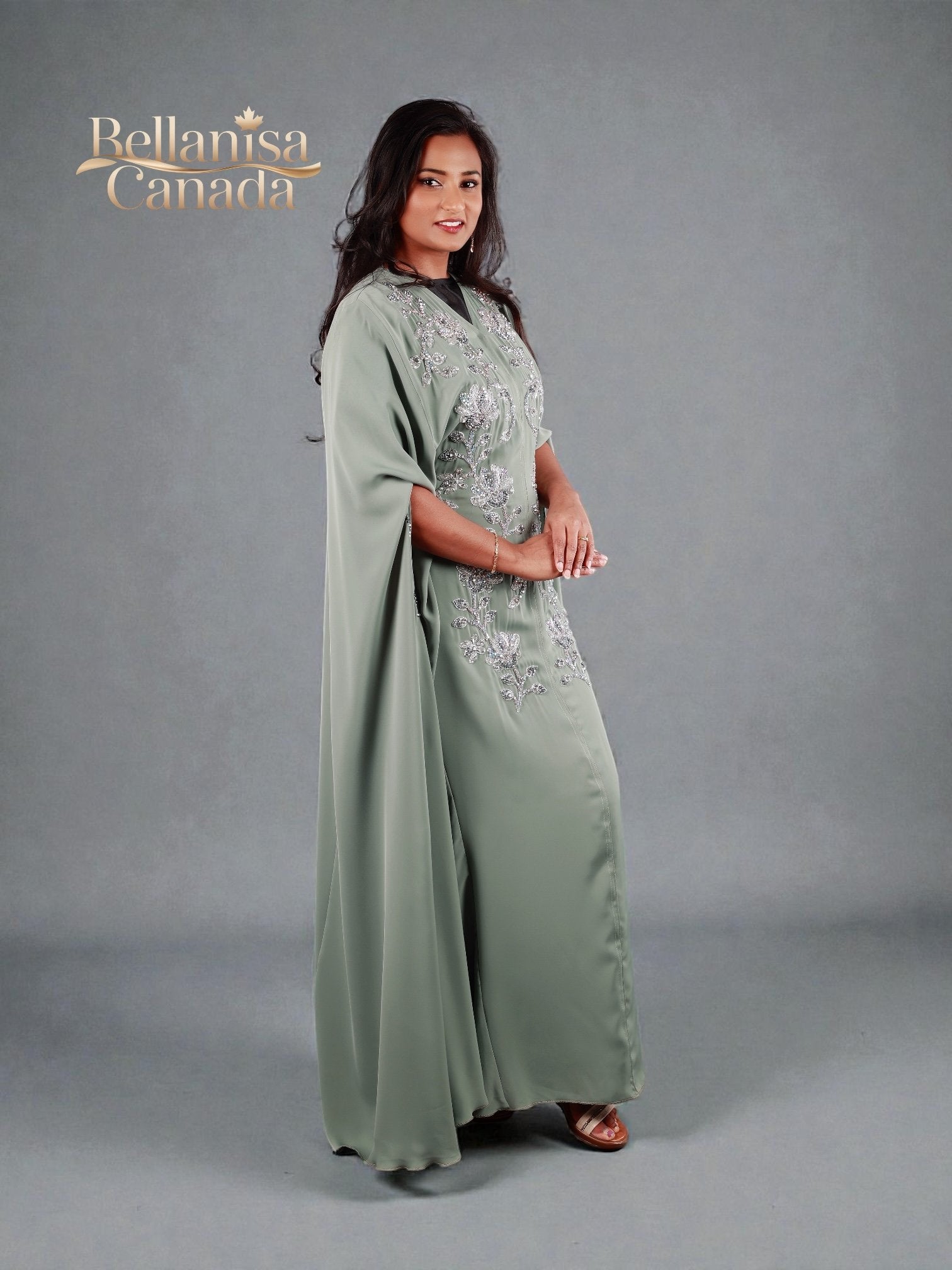 Fahima Kaftan Abaya Sage