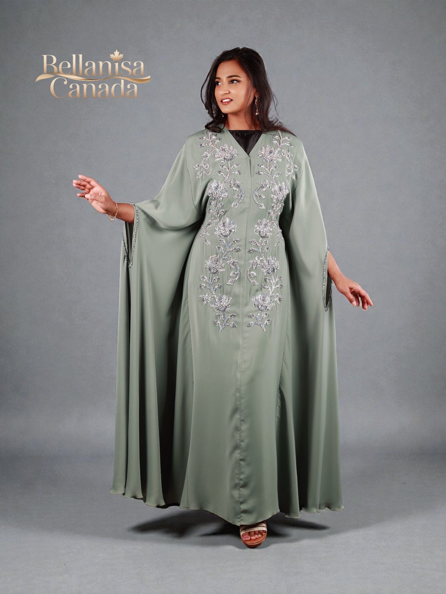 Fahima Kaftan Abaya Sage