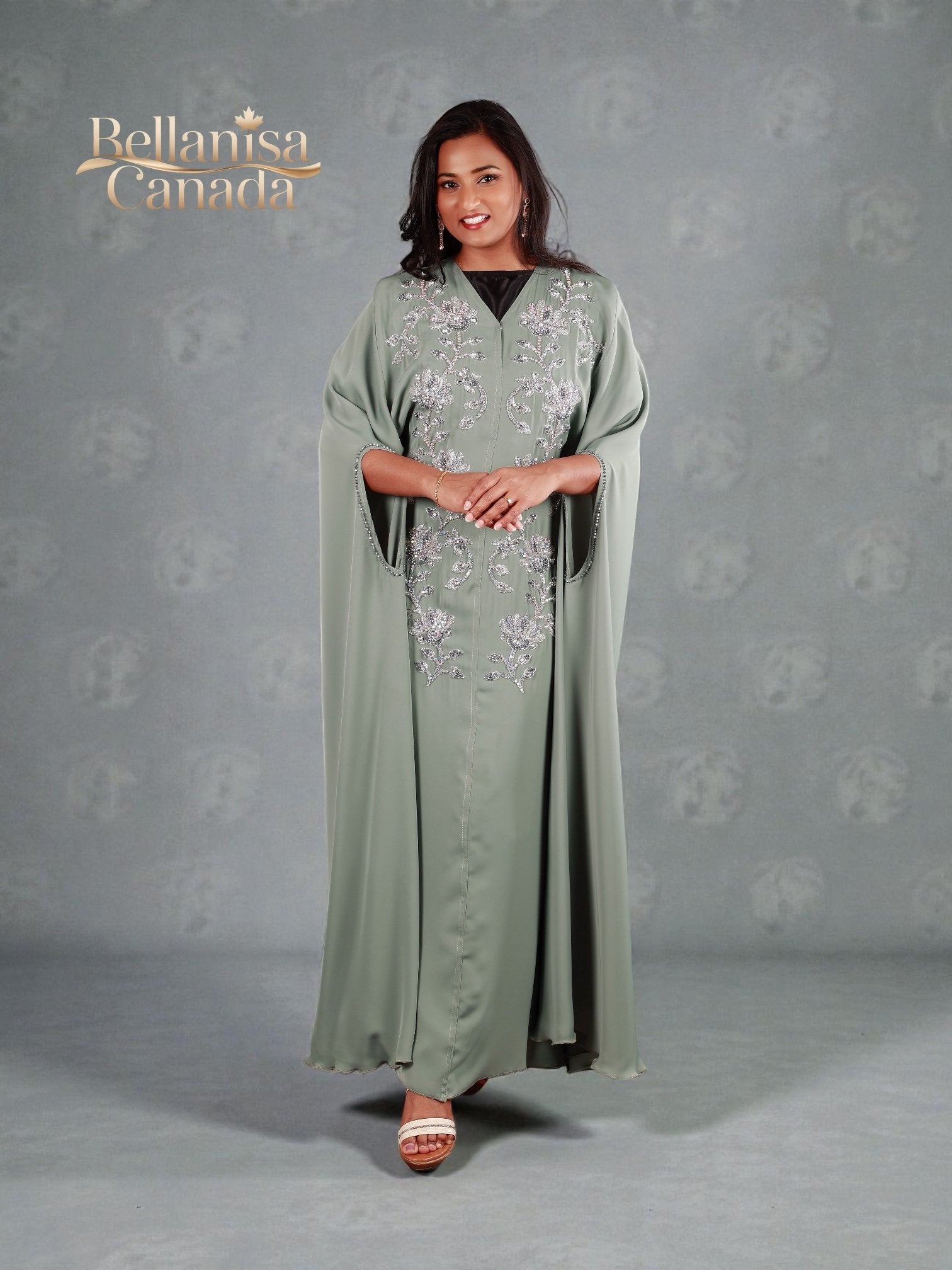 Fahima Kaftan Abaya Sage