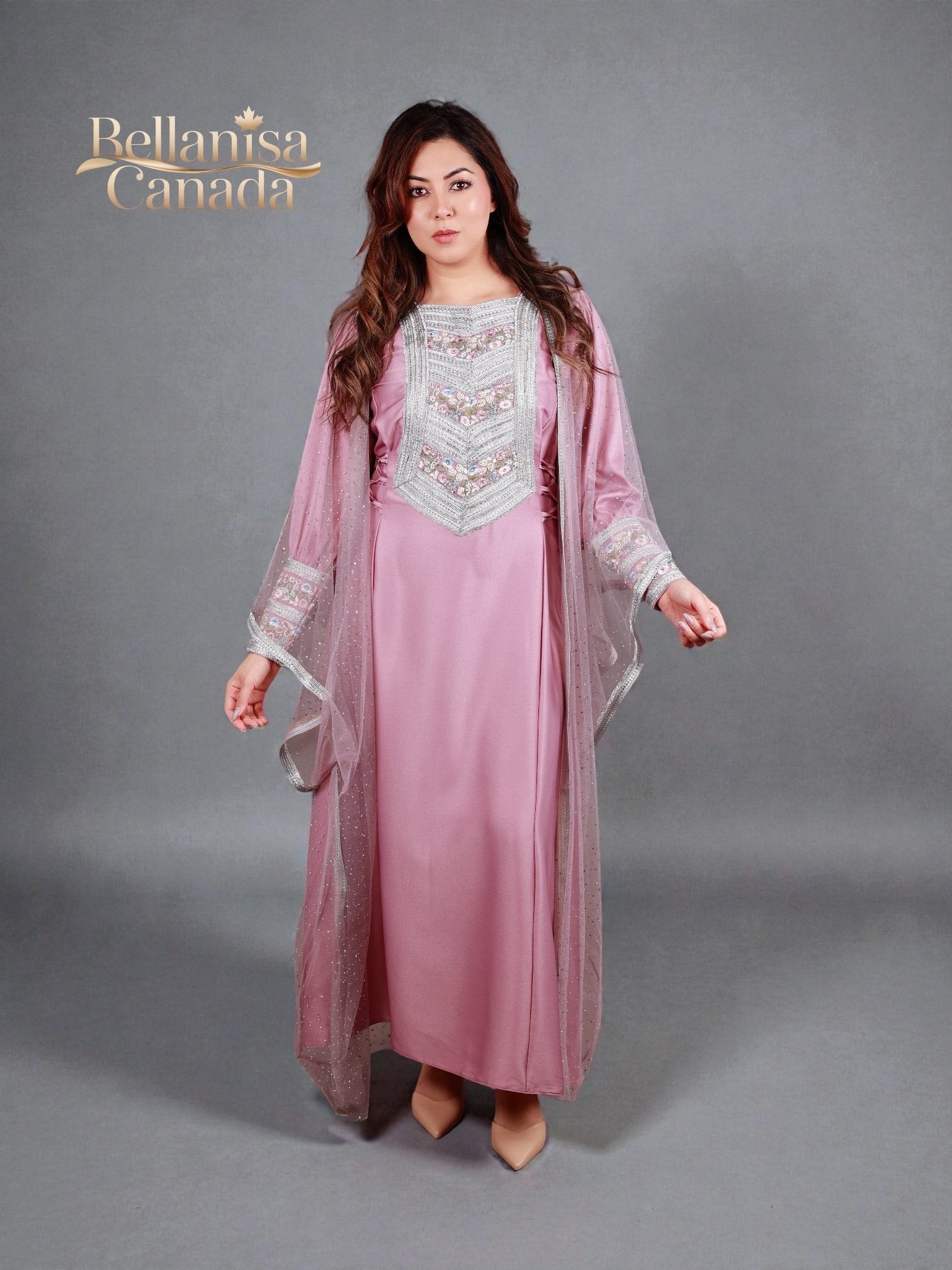 Bisht Cape Kaftan Pink