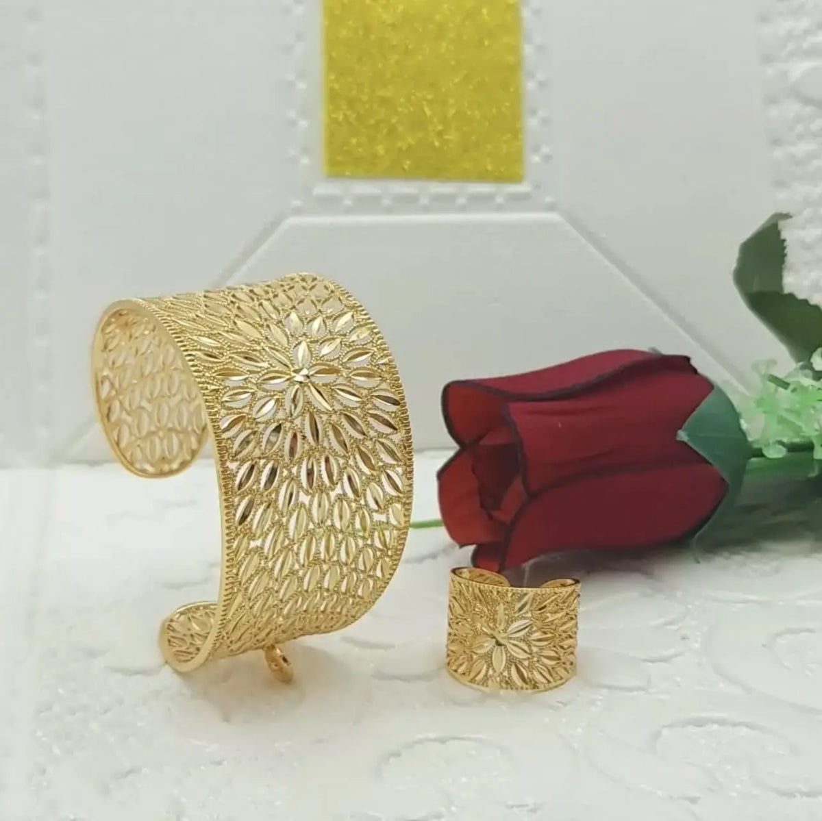 Open Gold Bangle With Ring