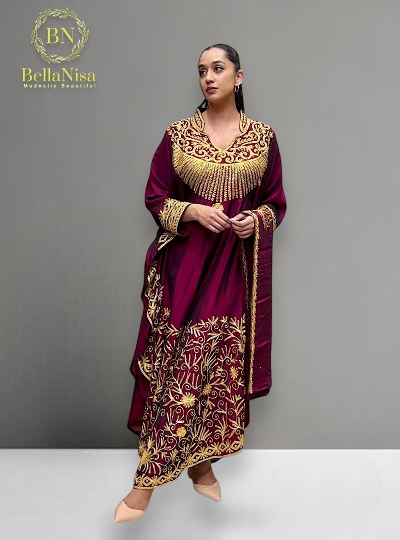 Humera Kaftan Maroon