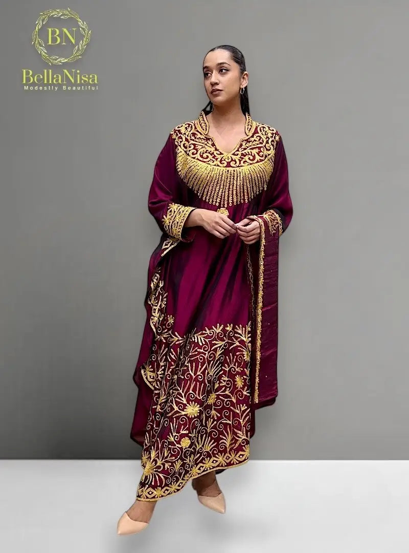 Humera Kaftan Maroon
