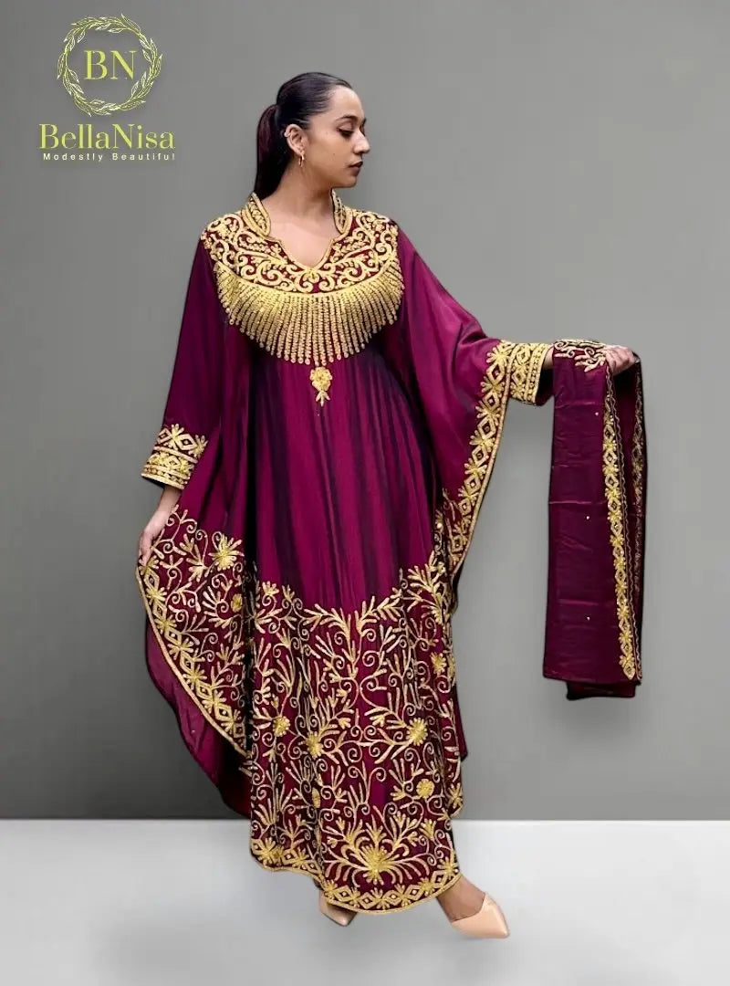 Humera Kaftan Maroon