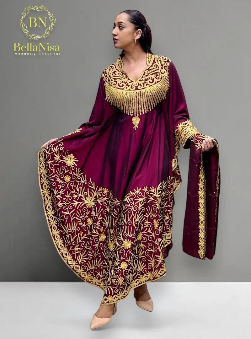Humera Kaftan Maroon