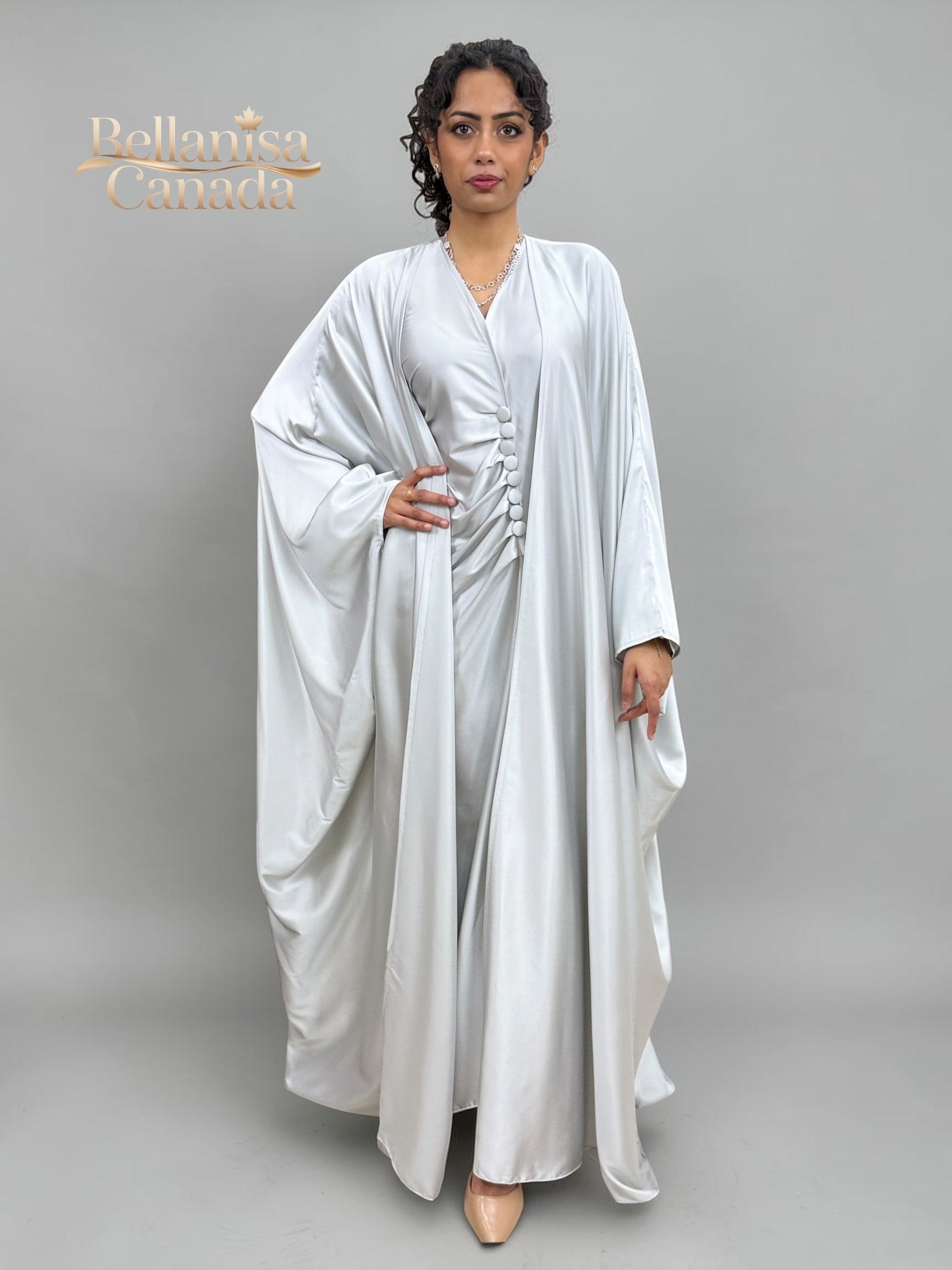 Abaya Satin Silver