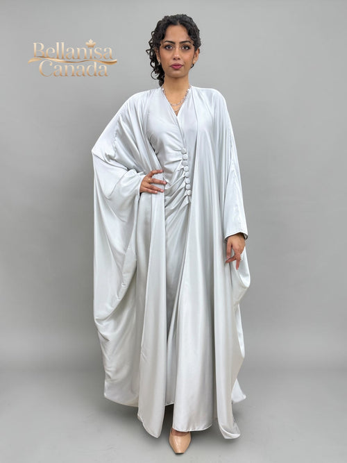 Abaya Satin Silver