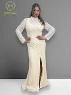 Farah Cream Gown Beaded