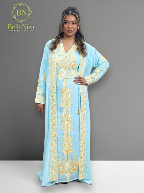 Abaya Embroidered Blue