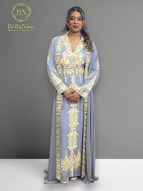 Abaya Embroidered Grey