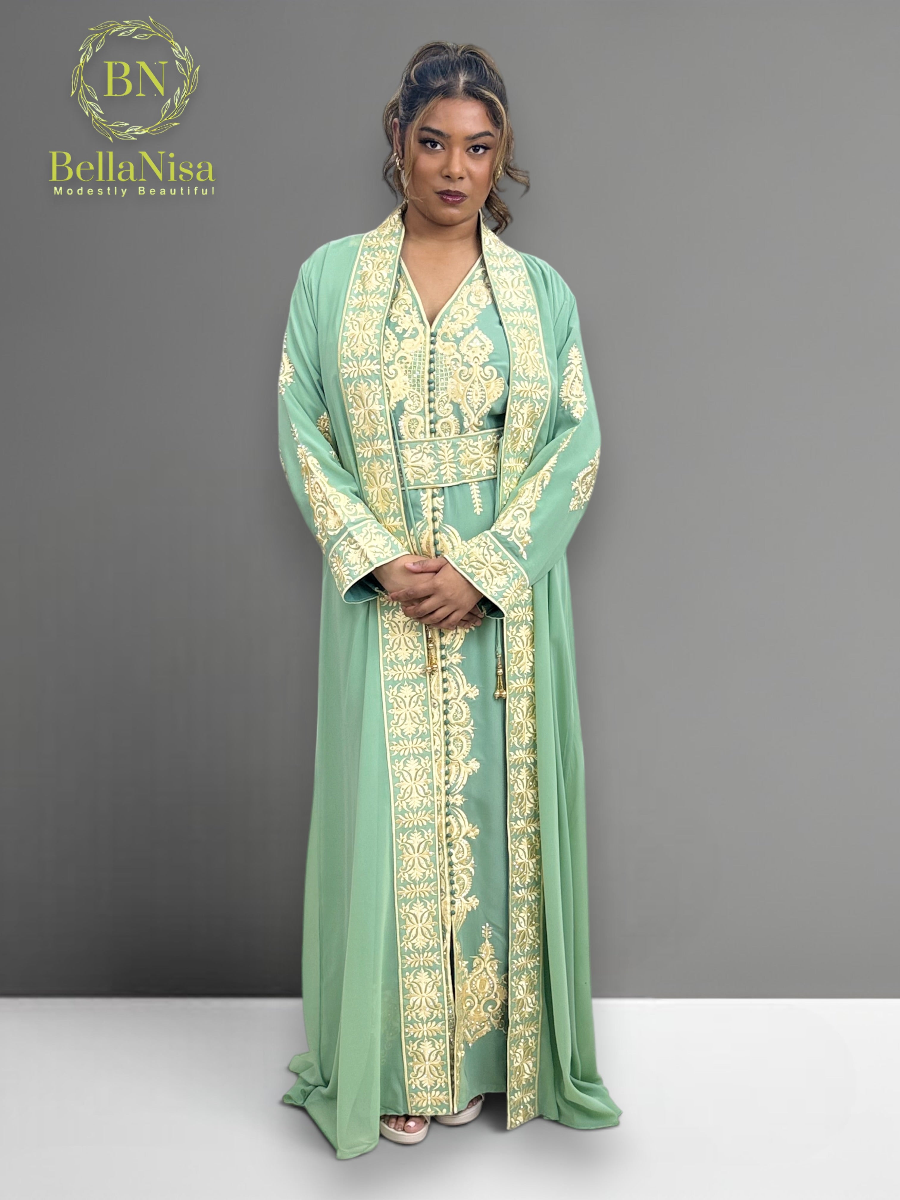 Abaya Embroidered Teal