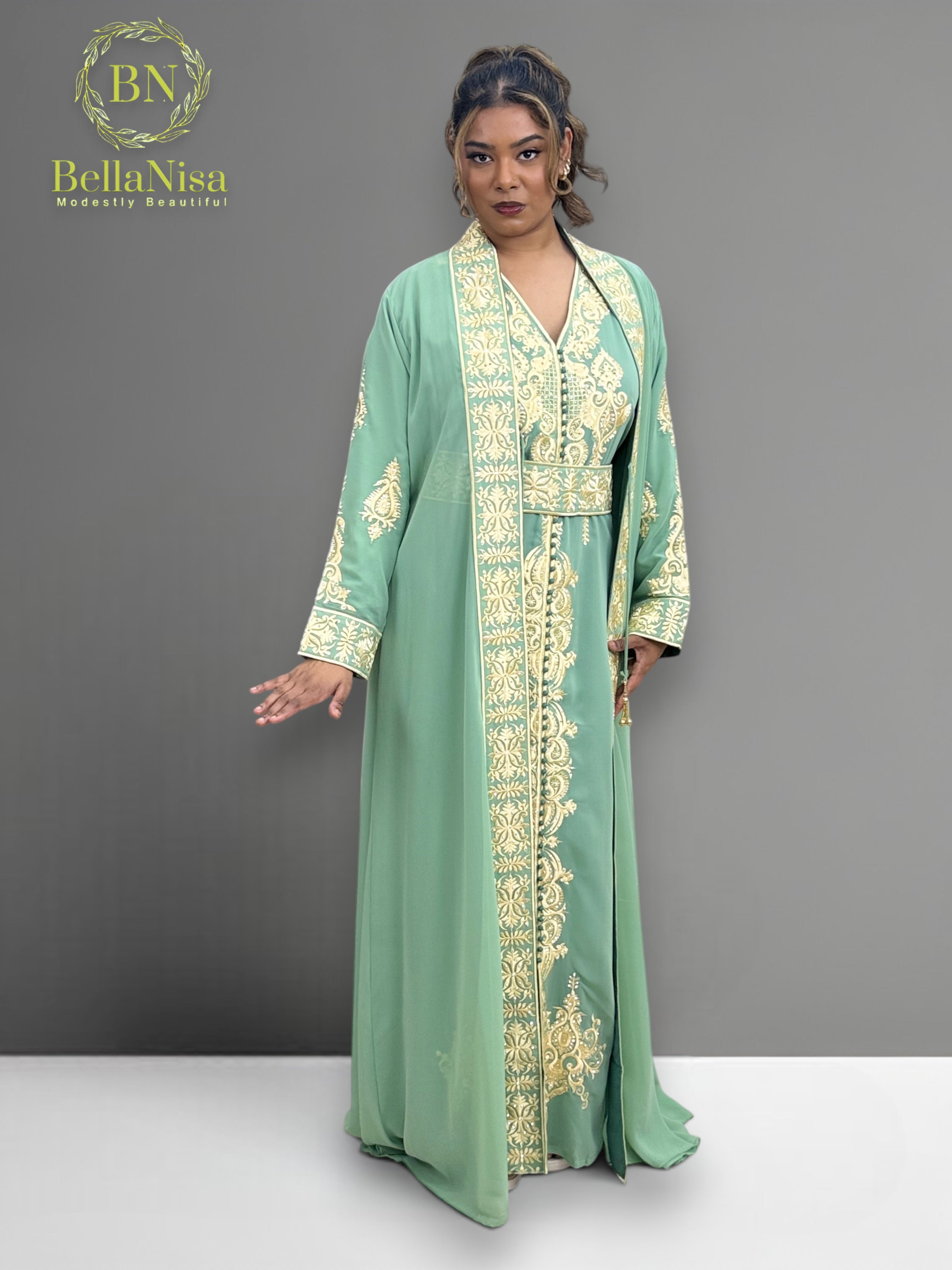 Abaya Embroidered Teal