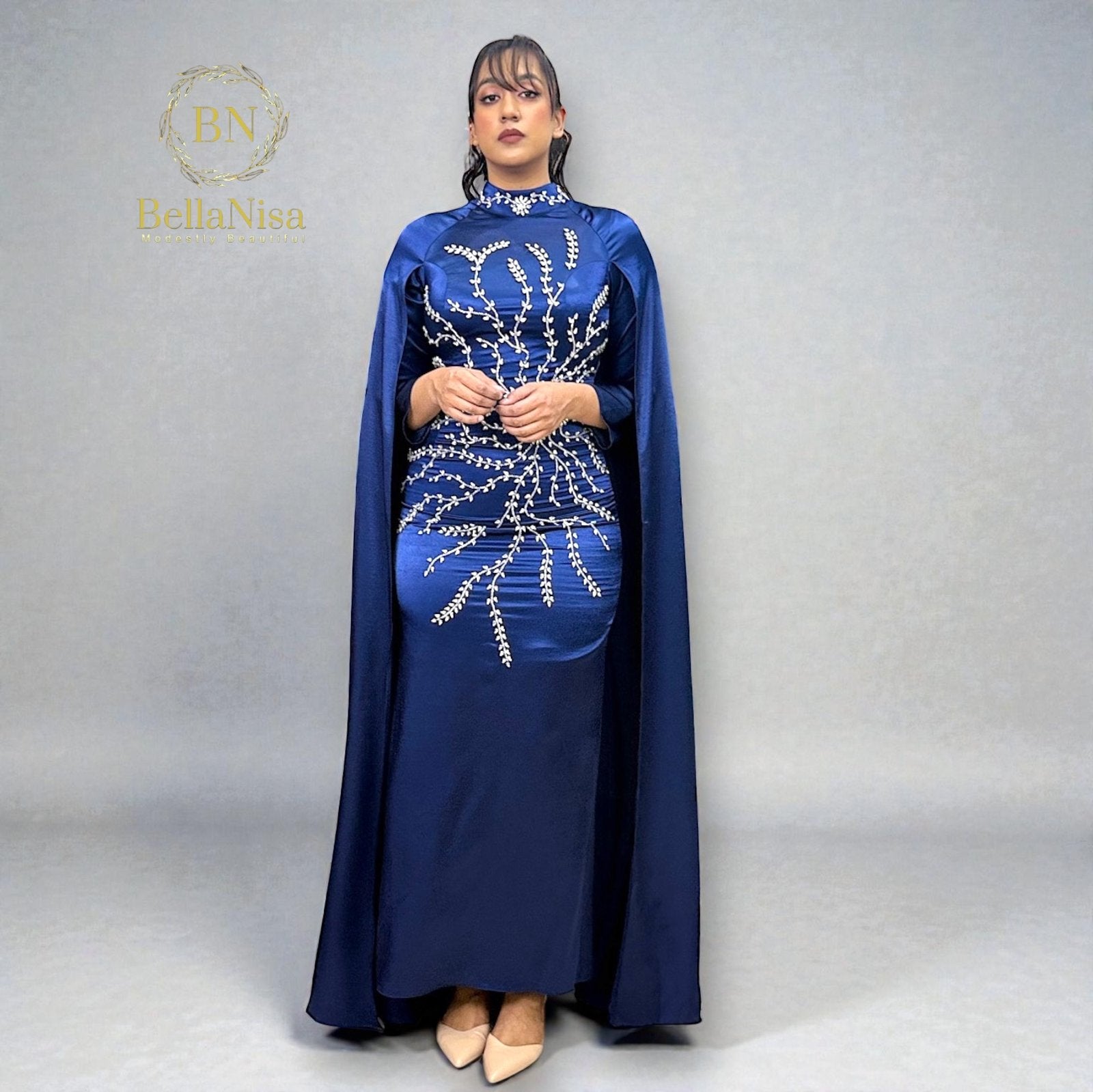 Ari Cape Dress Royal