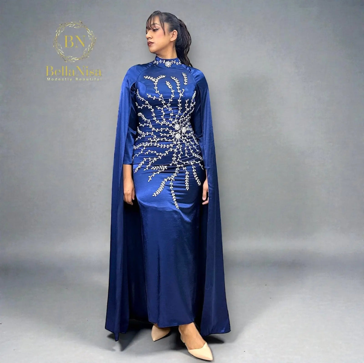 Ari Cape Dress Navy