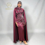 Ari Cape Dress Maroon
