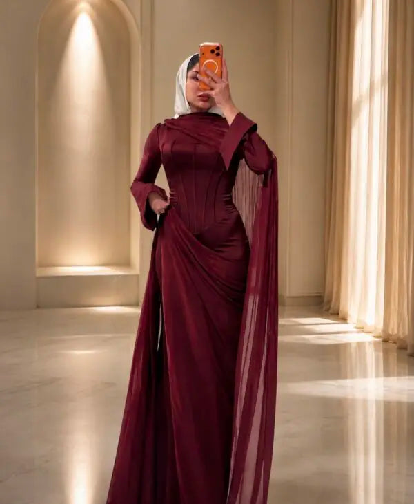 Corset Style Party Dress Maroon