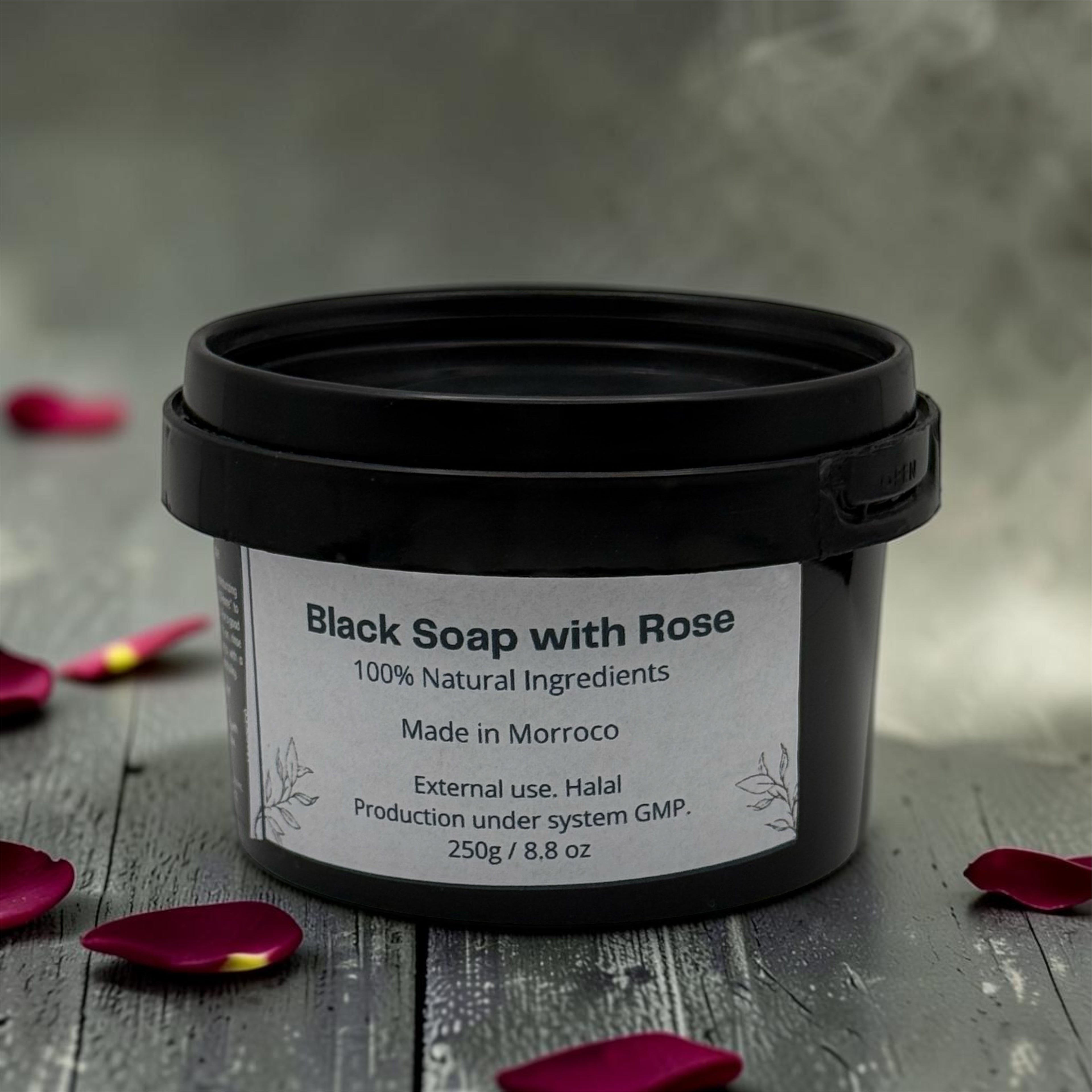Morrocan Black Soap with Rose Oil.