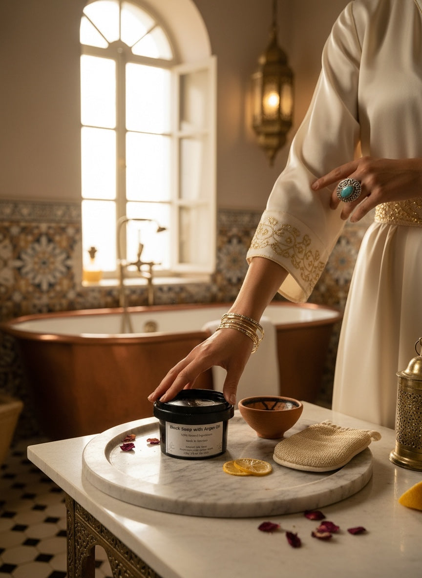 Morrocan Black Soap with Argan Oil.