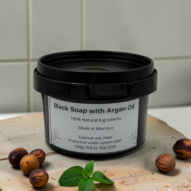 Morrocan Black Soap with Argan Oil.