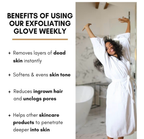 Bellanisa black exfoliating glove for deep skin cleansing, removing dead skin and ingrown hairs.