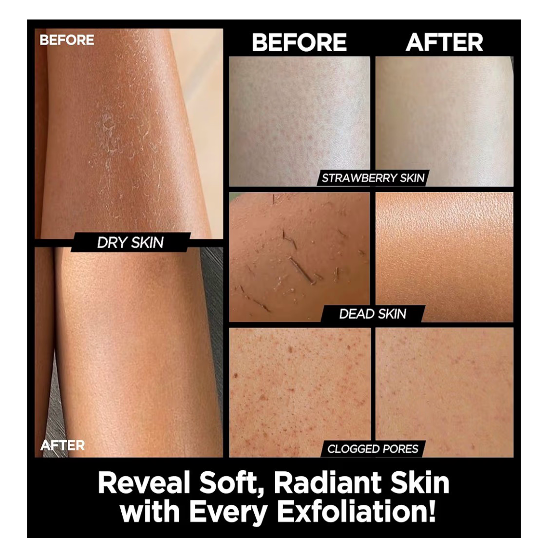 Bellanisa Deep Exfoliating Glove for skin, black natural fiber mitt to reveal soft, radiant skin by removing dry skin, dead skin, clogged pores.