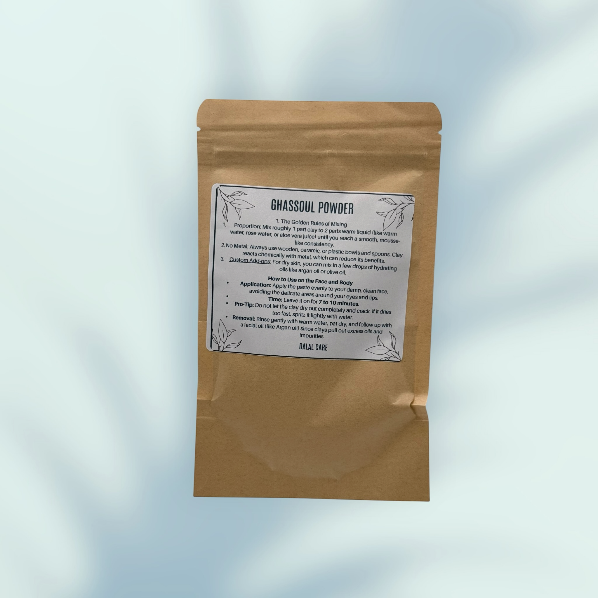 Bellanisa Ghassoul Powder for face and body mask, mineral-rich clay from Morocco for deep cleansing and skin revitalization.